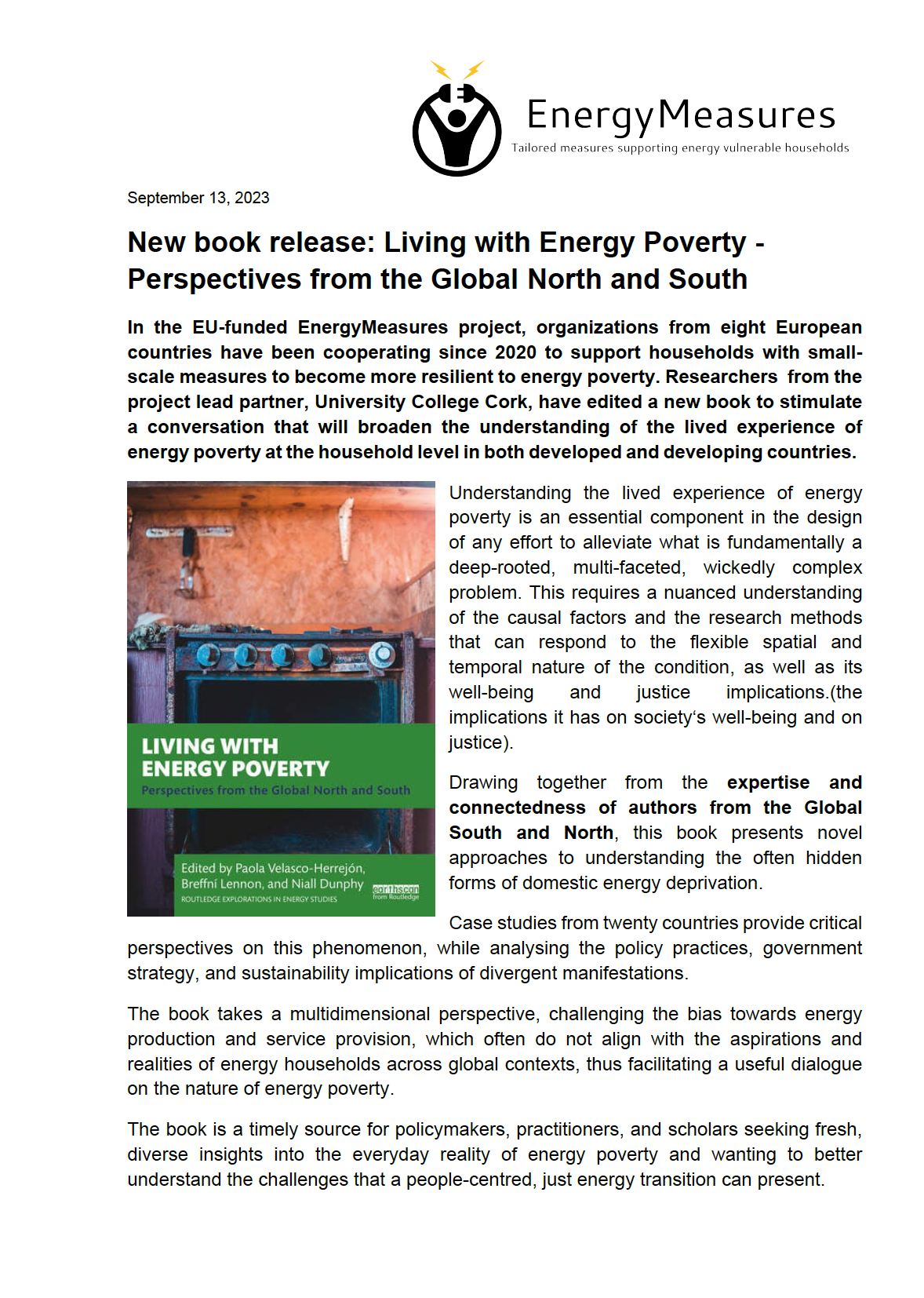 New book release: Living with Energy Poverty - Perspectives from the Global North and South